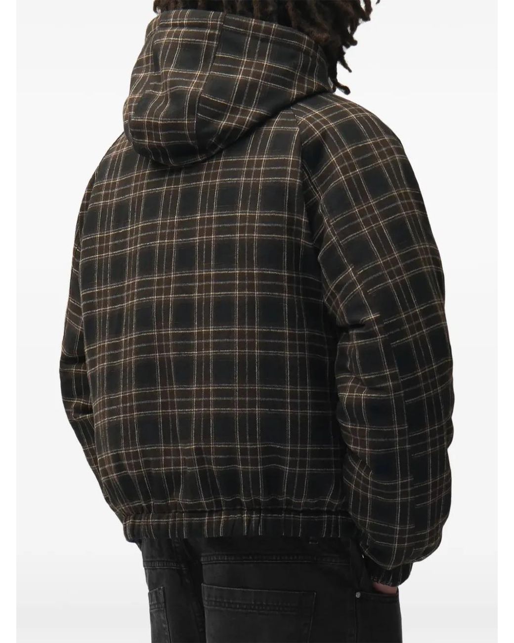 Arte' Black Check-Pattern Reversible Jacket for men