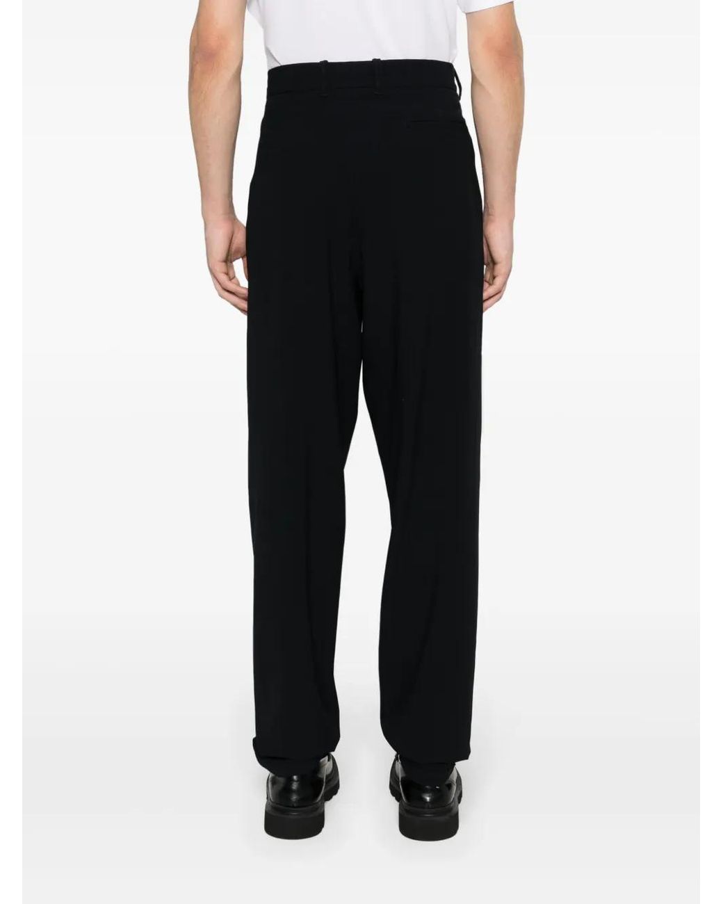 Giorgio Armani Black Wool Tapered Trousers for men