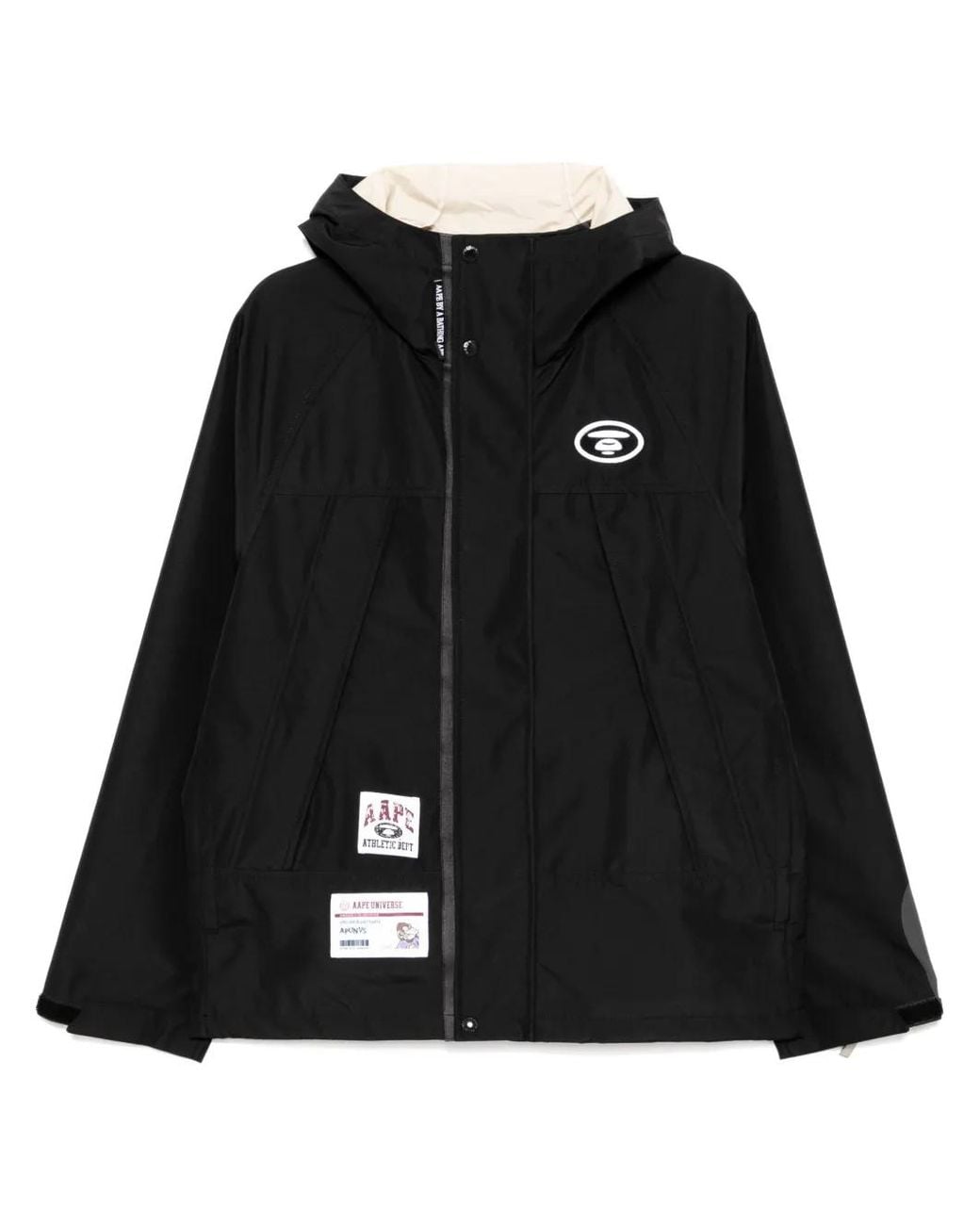 Aape By A Bathing Ape Black Logo Hooded Windbreaker Jacket for men