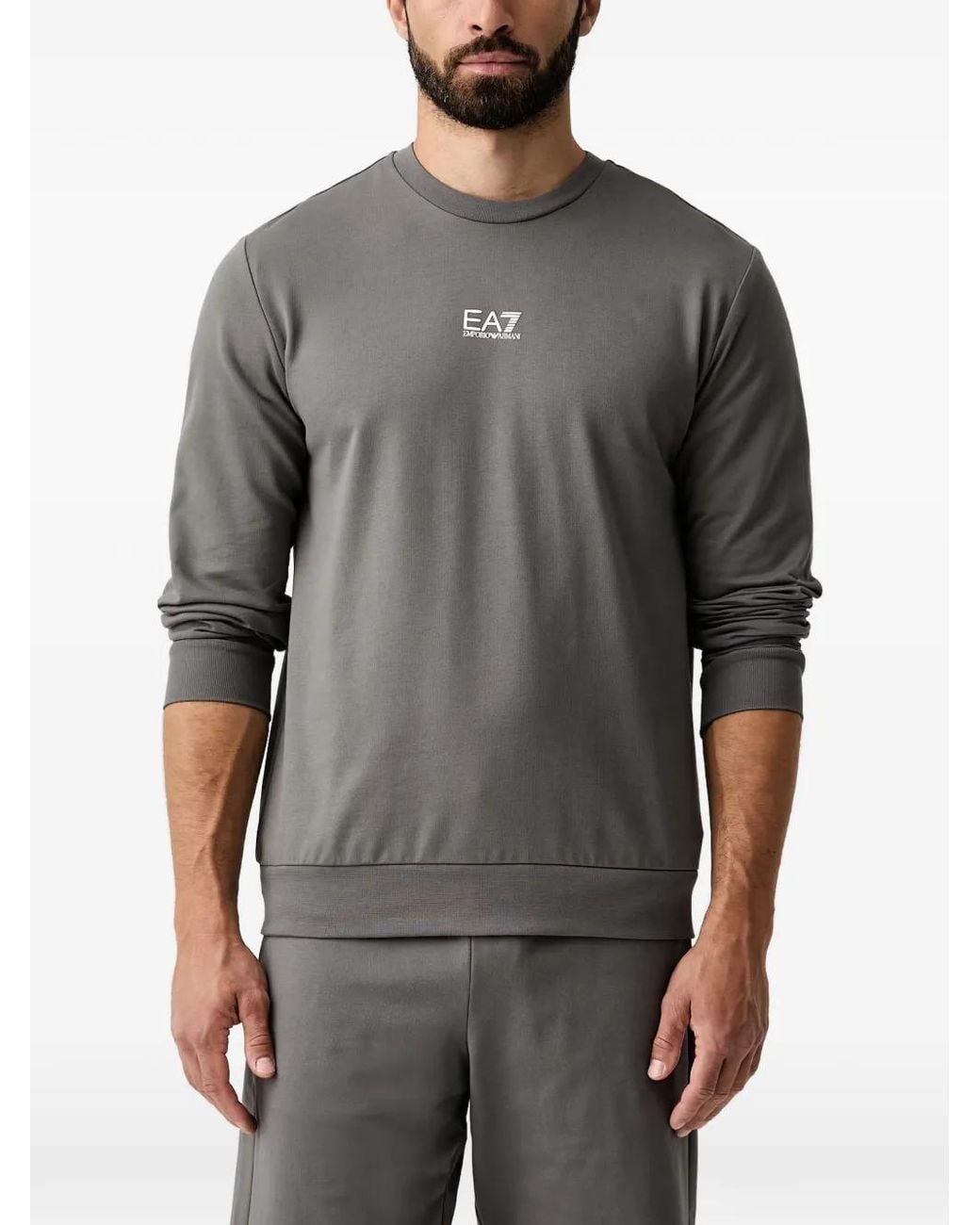 EA7 Gray Logo-Print Sweatshirt for men