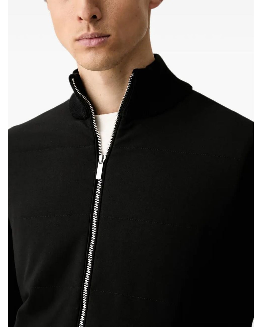 Karl Lagerfeld Black Logo-Plaque Zip-Up Jacket for men