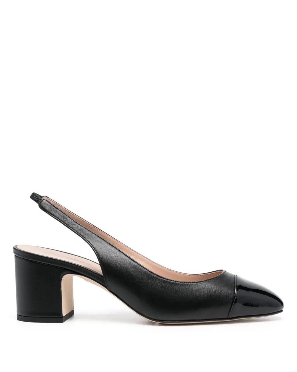Scarosso Black 65Mm Leather Slingback Pumps