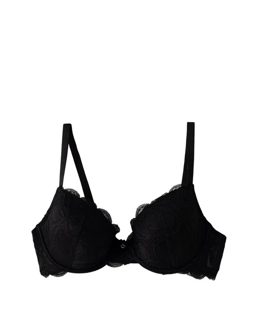 Emporio Armani Black Lace-Trim Push-Up Bra
