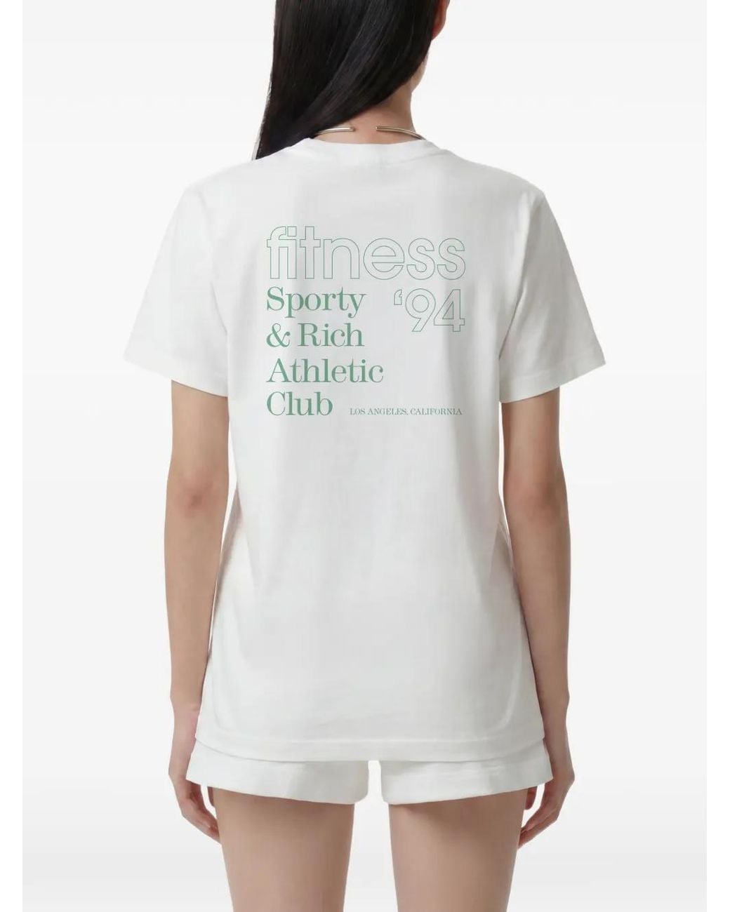 Sporty & Rich White Fitness 94 Logo-Print T-Shirt