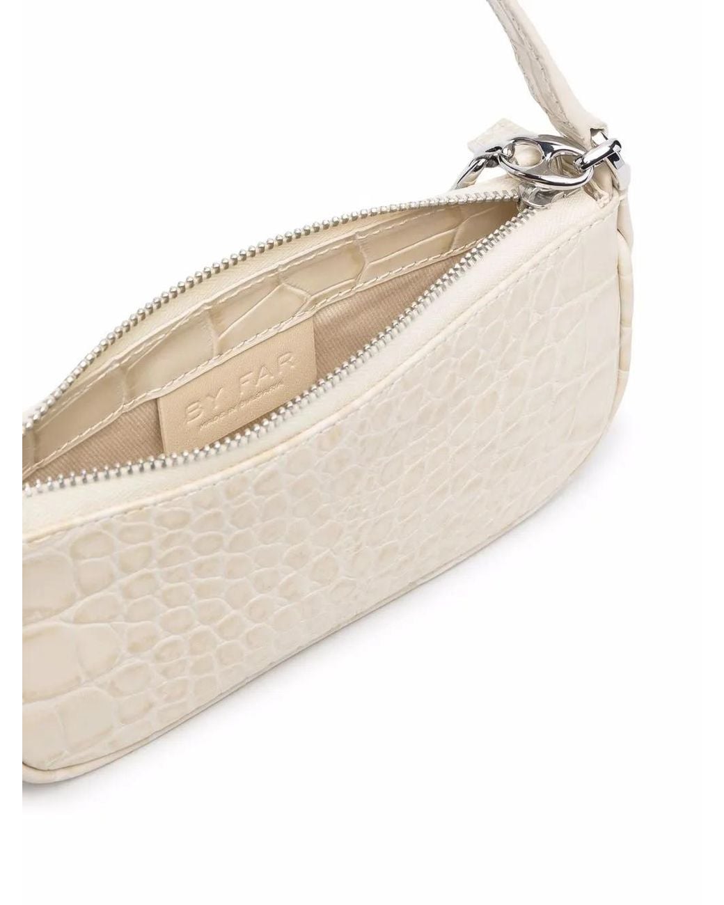 By Far Natural Mini Rachel Crocodile-Effect Shoulder Bag