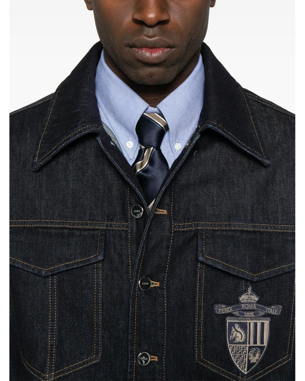 Fendi Black Cotton Denim Jacket for men