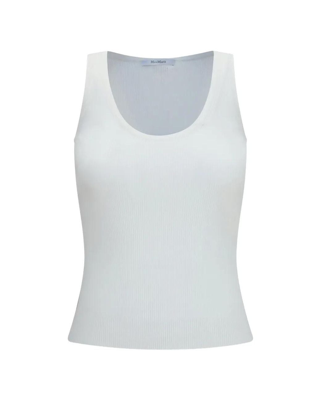Max Mara Gray Ribbed-Knit Scoop-Neck Tank Top