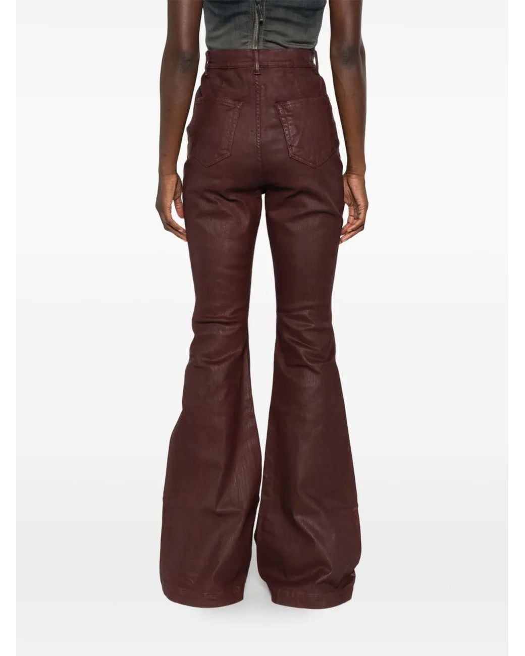 Rick Owens Brown Bolan Wax-Coated Jeans