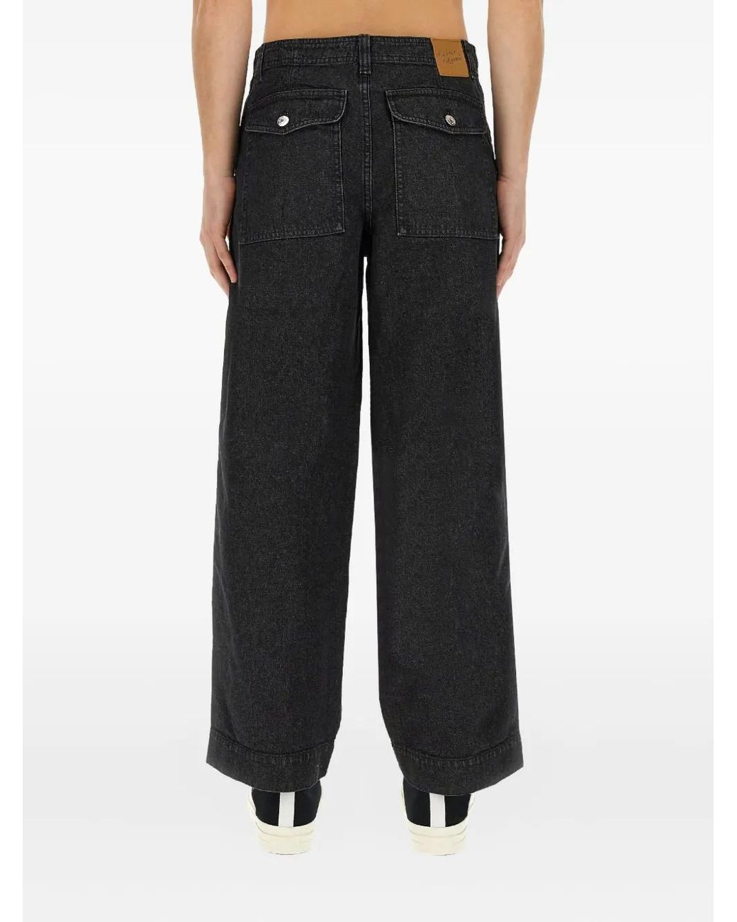 Maison Kitsuné Black Buttoned Pocket Jeans for men