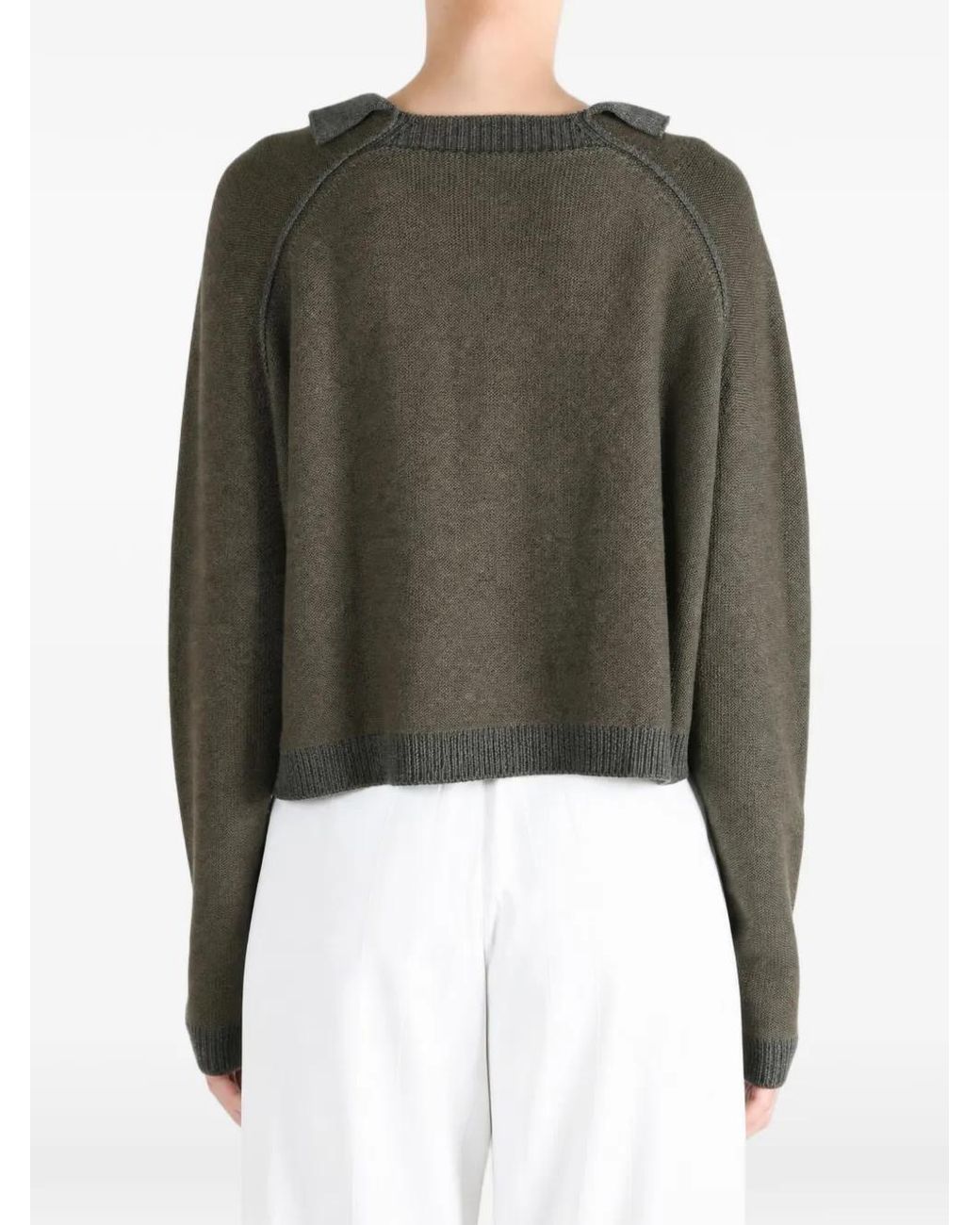 Y's Yohji Yamamoto Gray Layered-Detail Raglan-Sleeve Cardigan