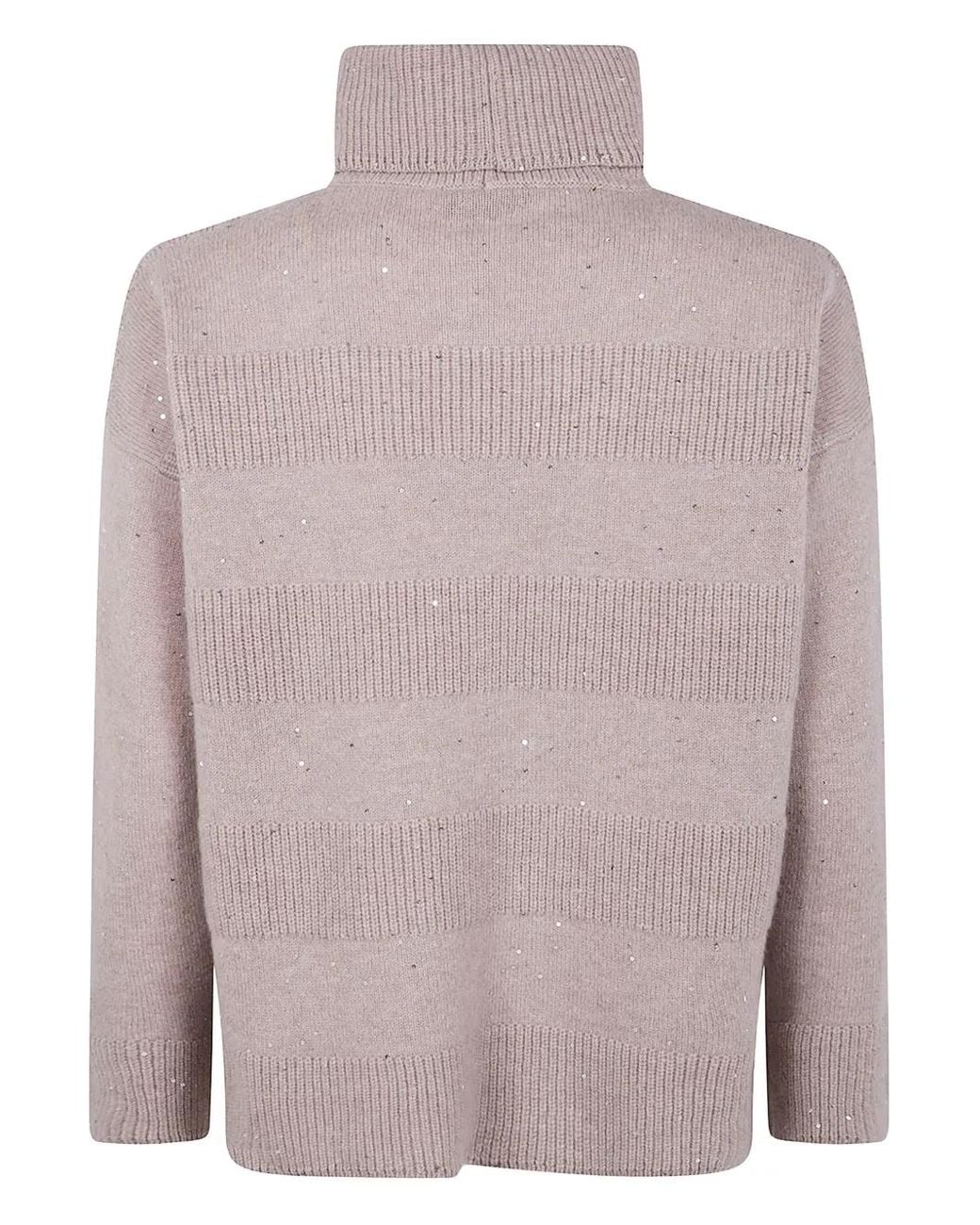 D.exterior Pink Roll-Neck Sequin-Detailed Sweater
