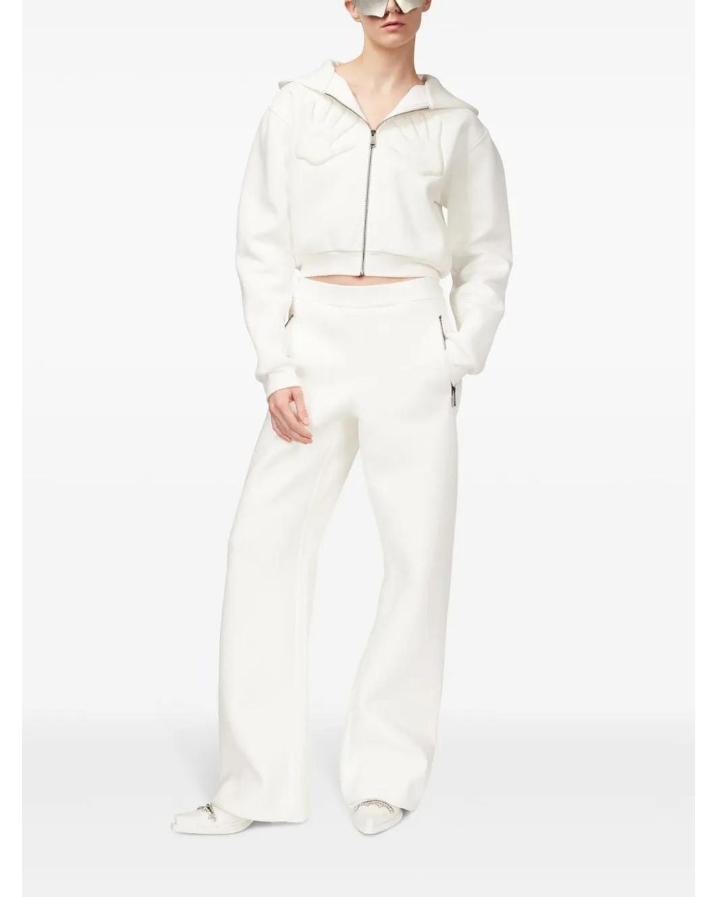 Area White Embossed Handprint Hoodie