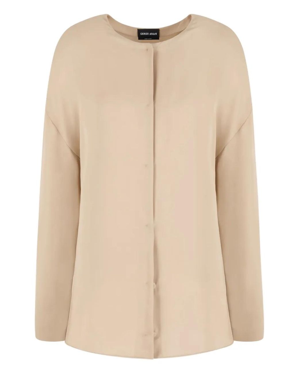 Giorgio Armani Natural Button-Front Long-Sleeve Shirt
