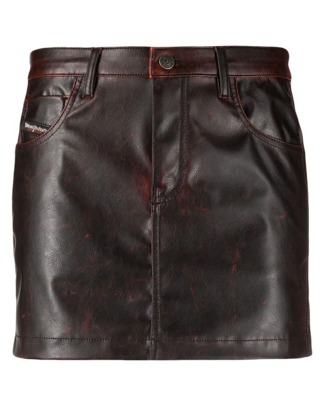 DIESEL O-kin Faux-leather Miniskirt in Black | Lyst
