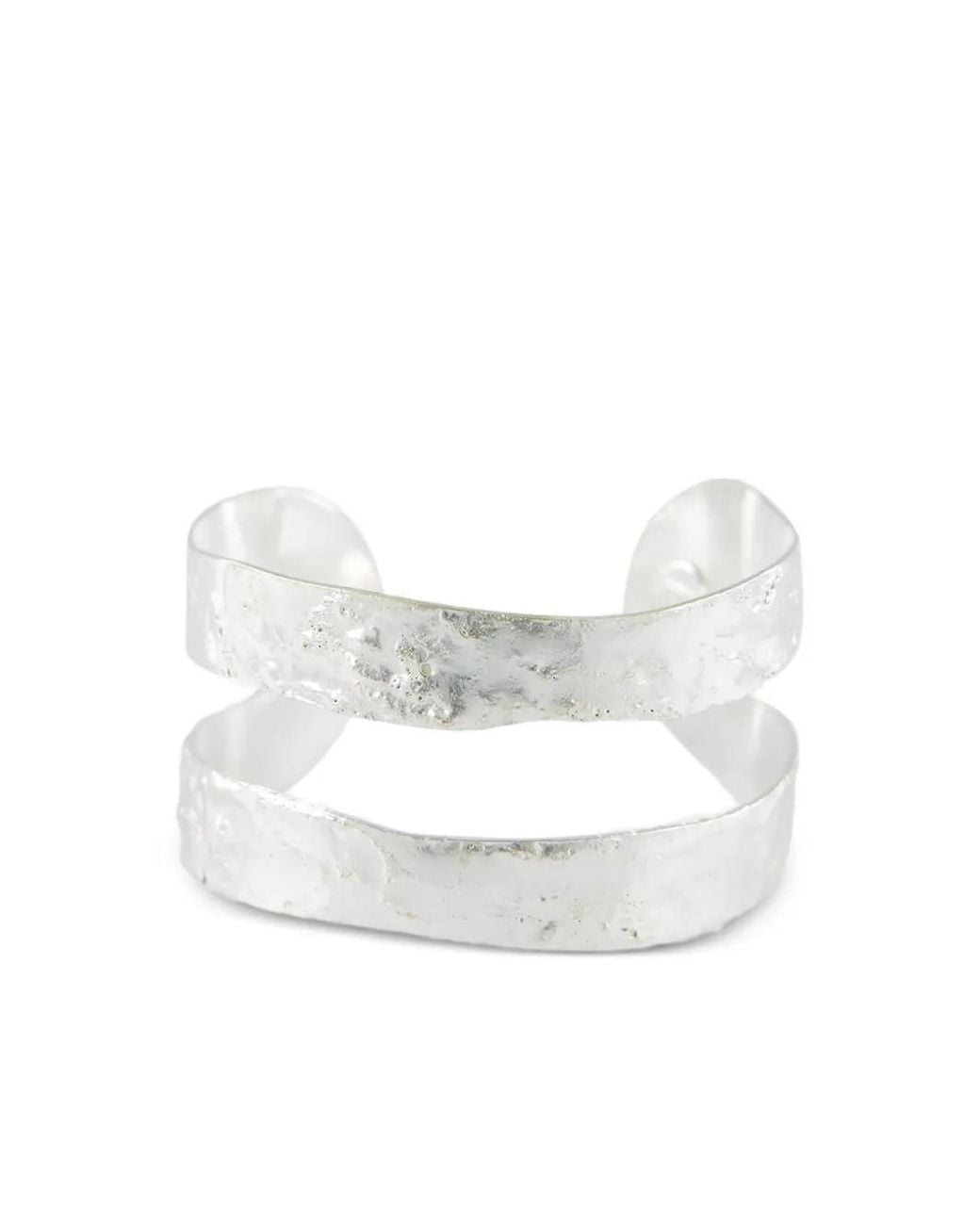 Sylvia Toledano White Bianca Hammered Double-Band Bracelet
