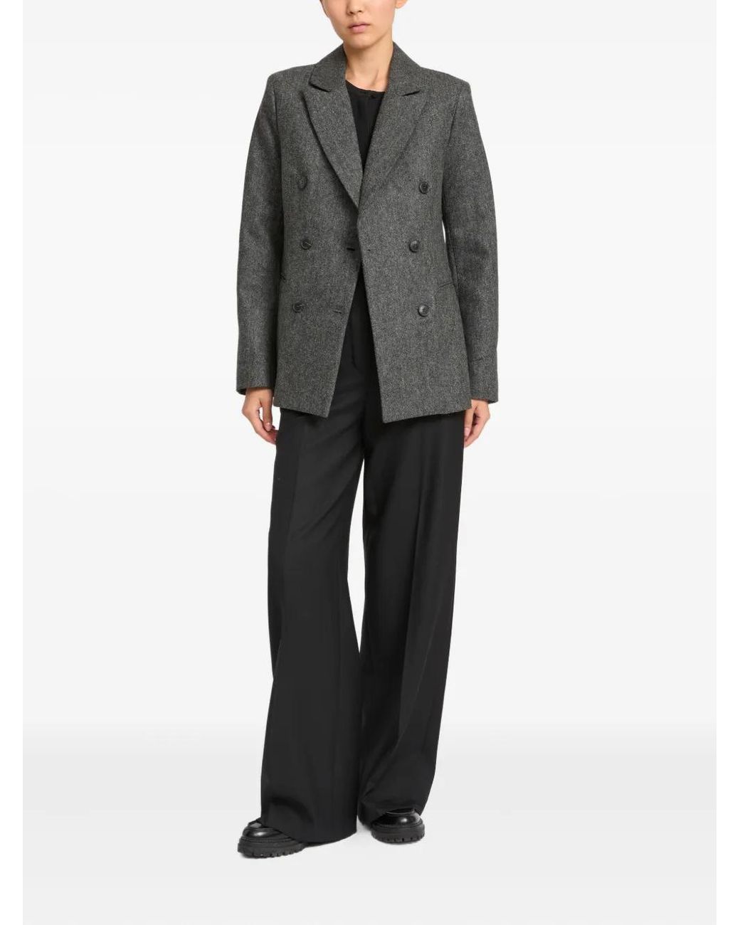 Yves Salomon Black Double-Breasted Fitted Jacket