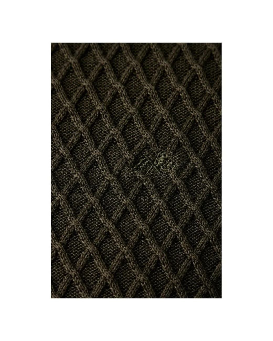 Lindbergh Black Waffle-Knit Crew-Neck Sweater for men