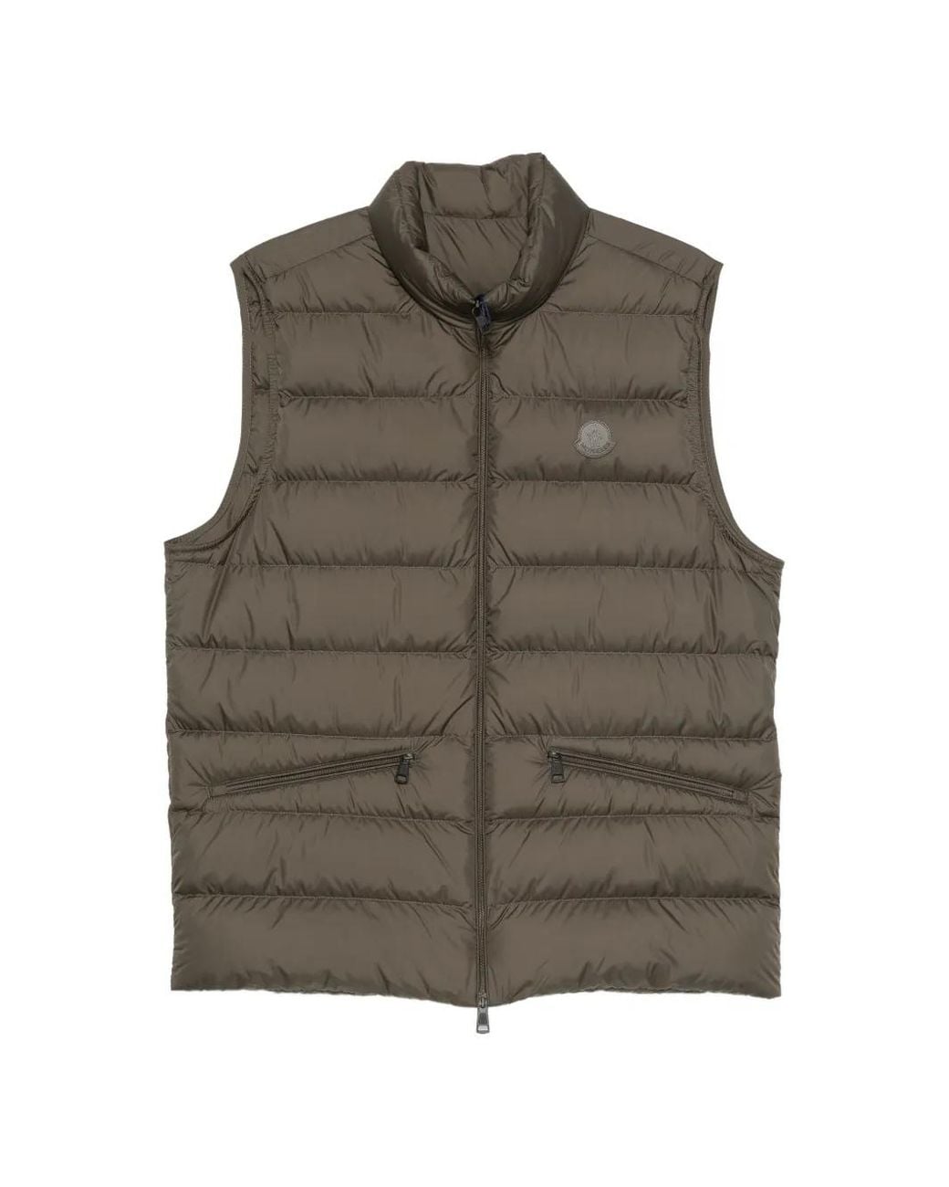 Moncler Brown Quilted Logo-Patch Gilet for men