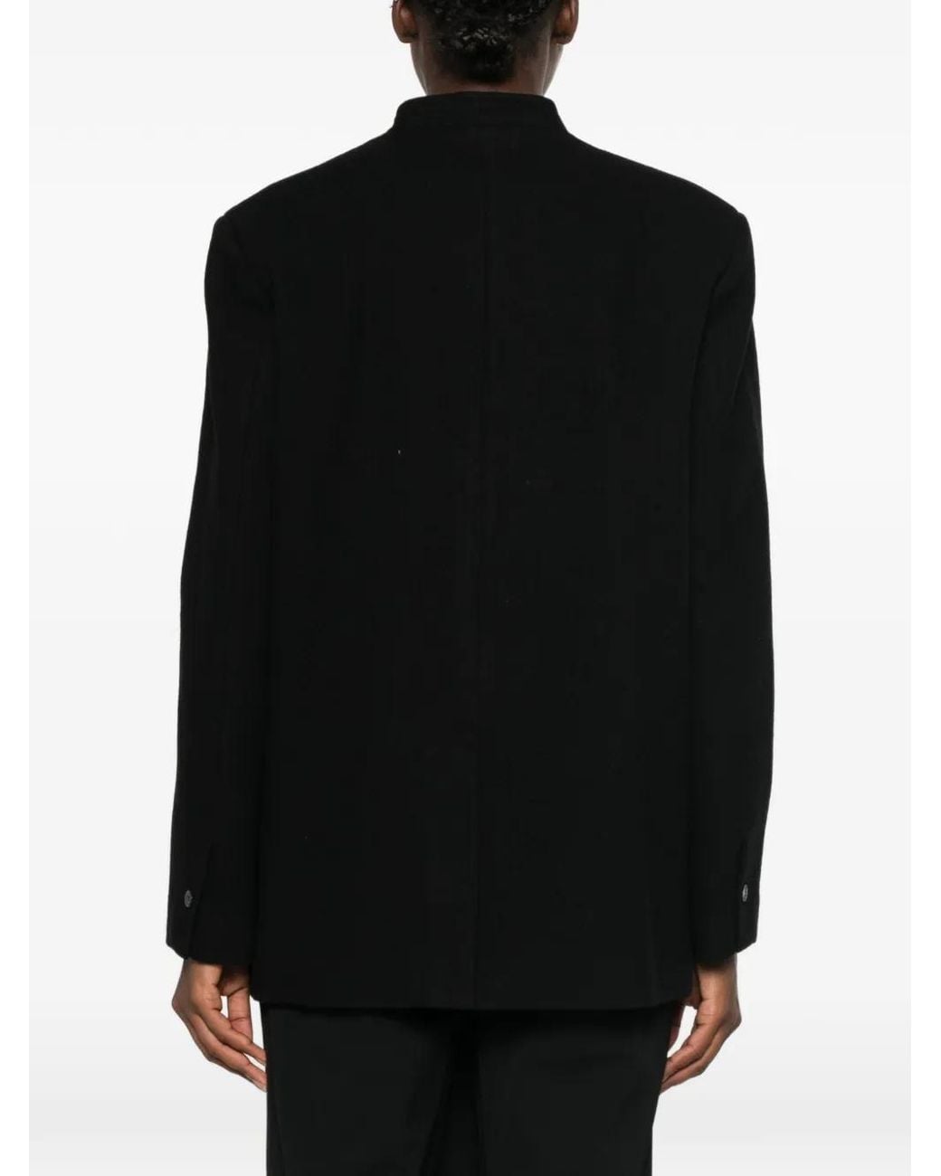 LE SULLY STUDIO Black Single-Breasted Collarless Coat