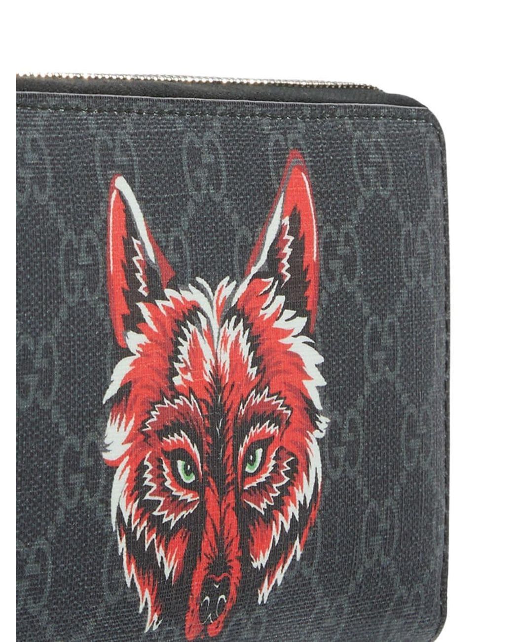 Gucci Fox Print Wallet in Black for Men | Lyst