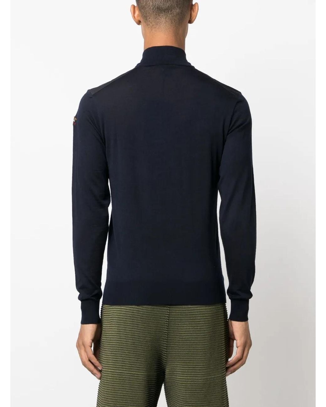 Paul & Shark Blue Logo-Patch Roll-Neck Jumper for men