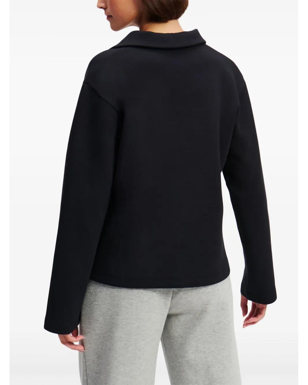 Karl Lagerfeld Black Logo-Print V-Neck Sweatshirt