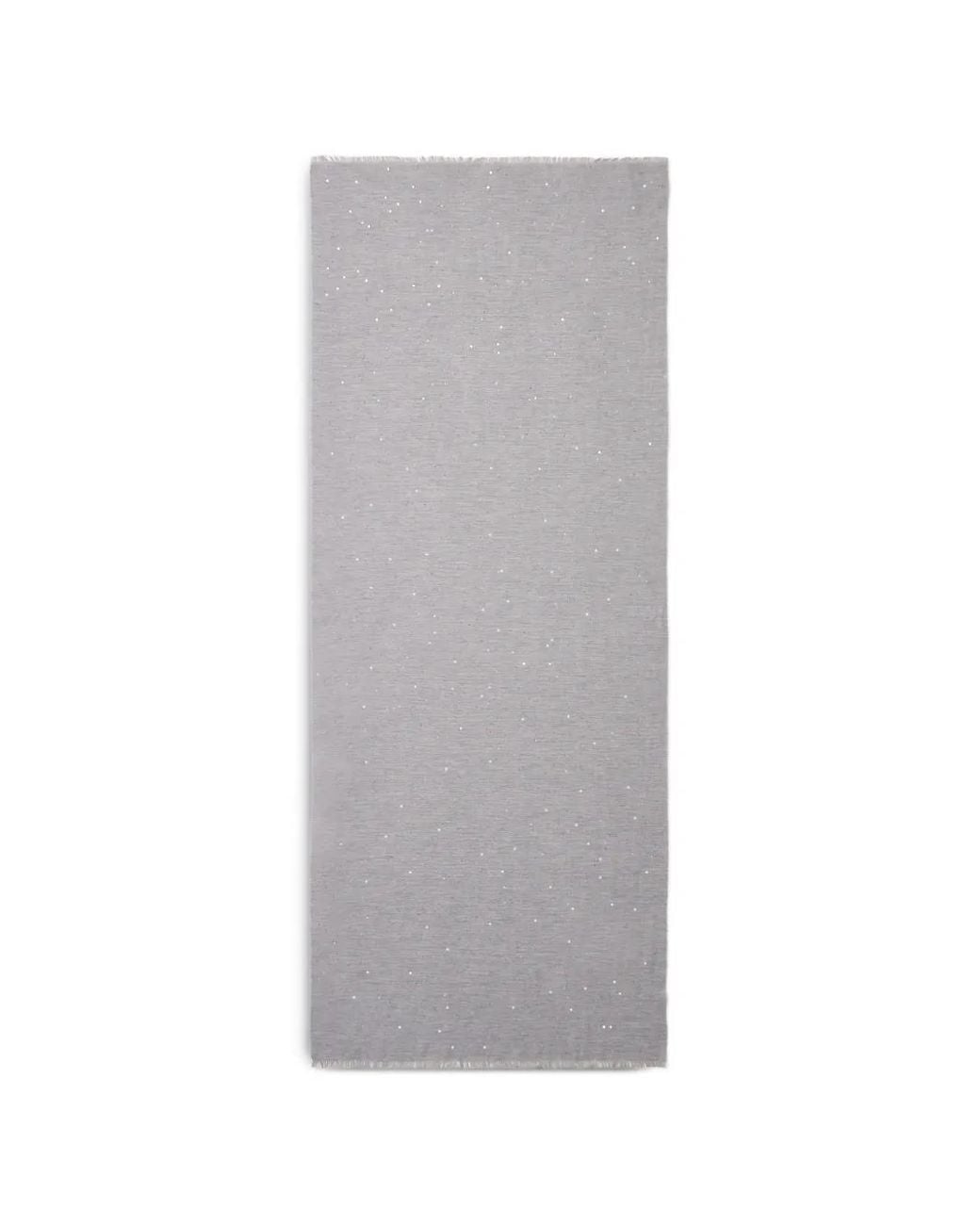 Peserico Gray Sequin-Embellished Frayed Scarf