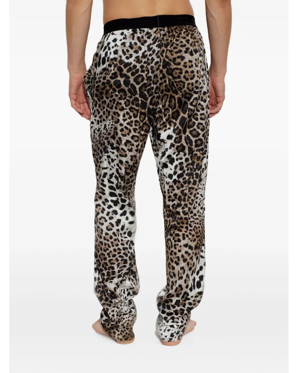 Tom Ford Black Leopard-Print Silk Pants for men