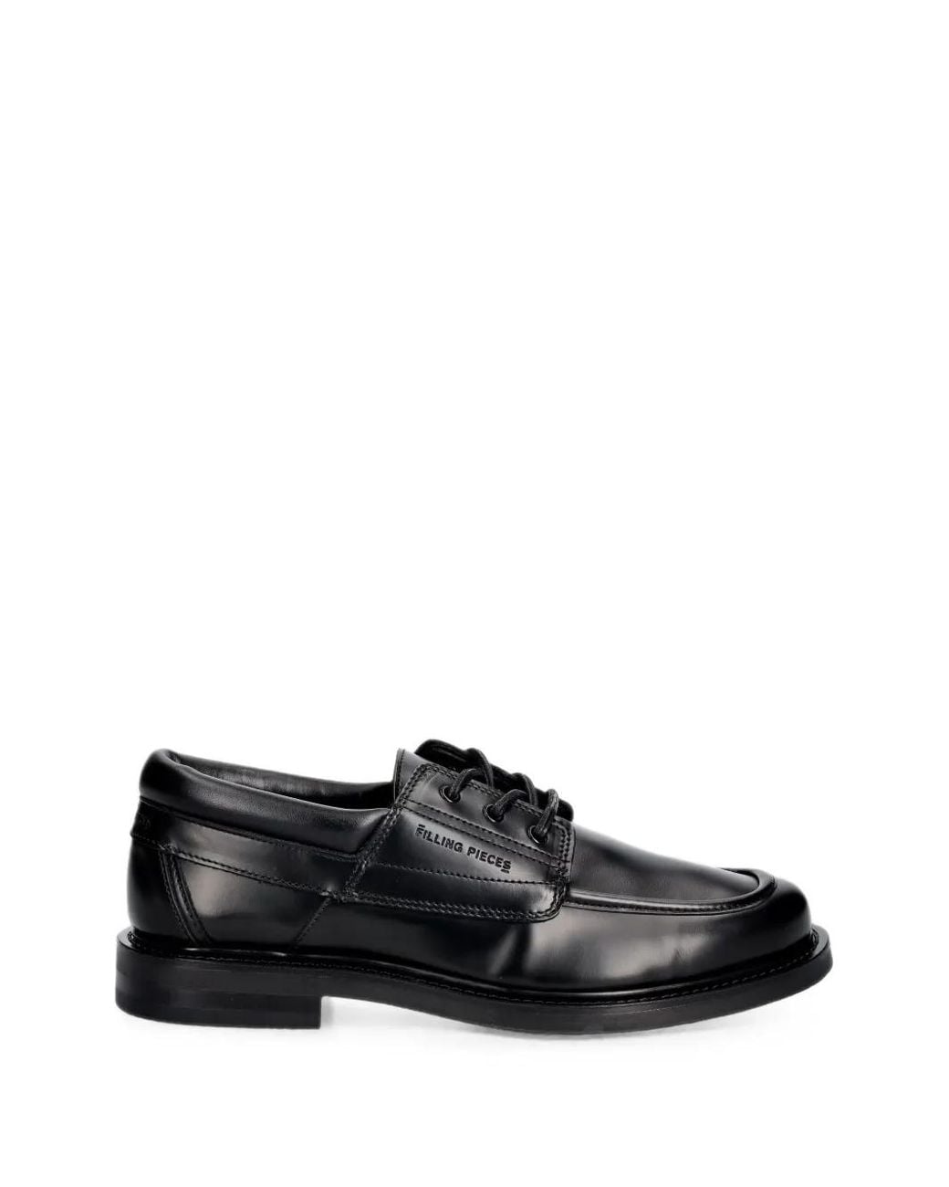 Filling Pieces Black Low Deck Polido Apron-Toe Lace-Up Shoes for men