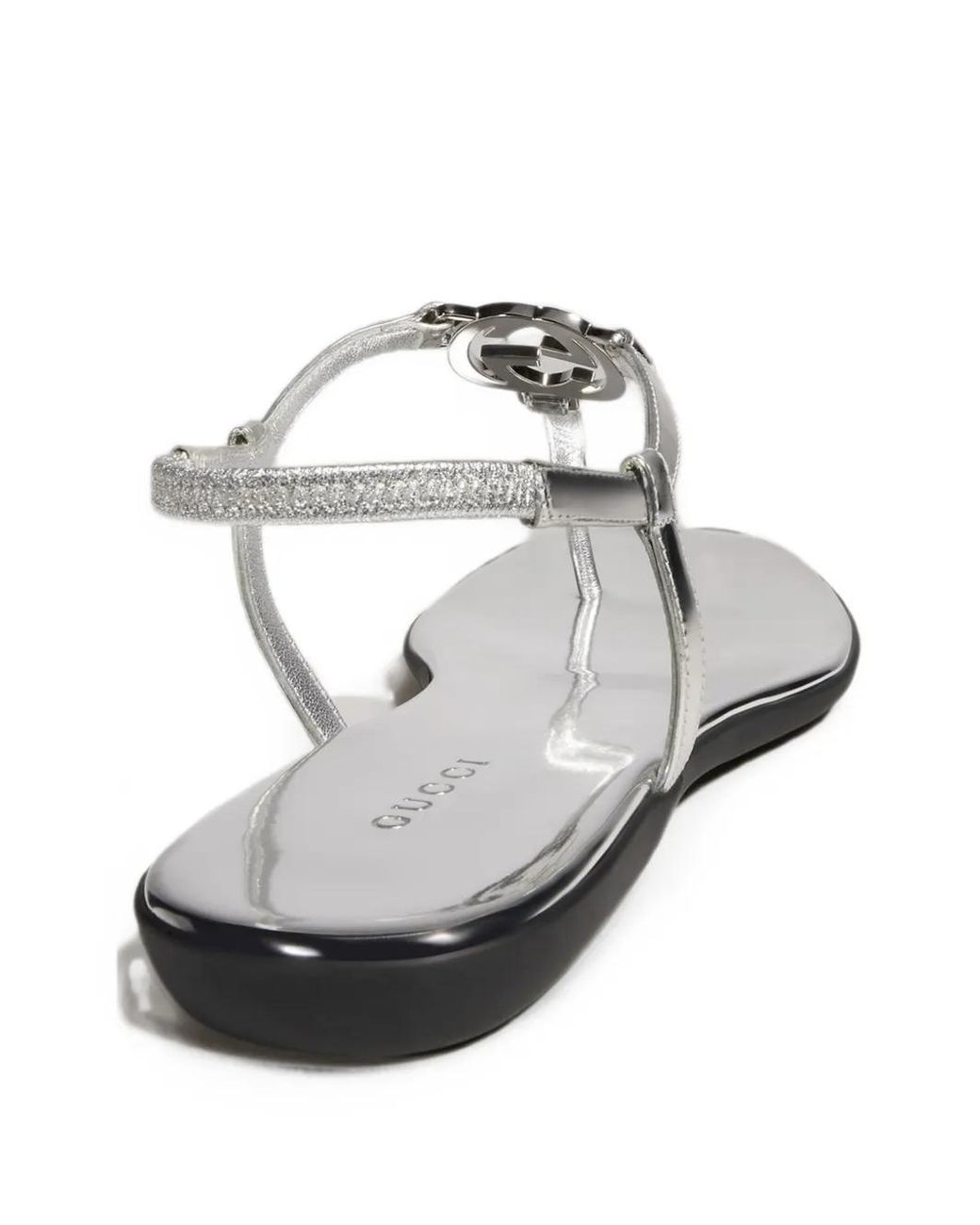 Gucci White Thong Sandals With Interlocking G