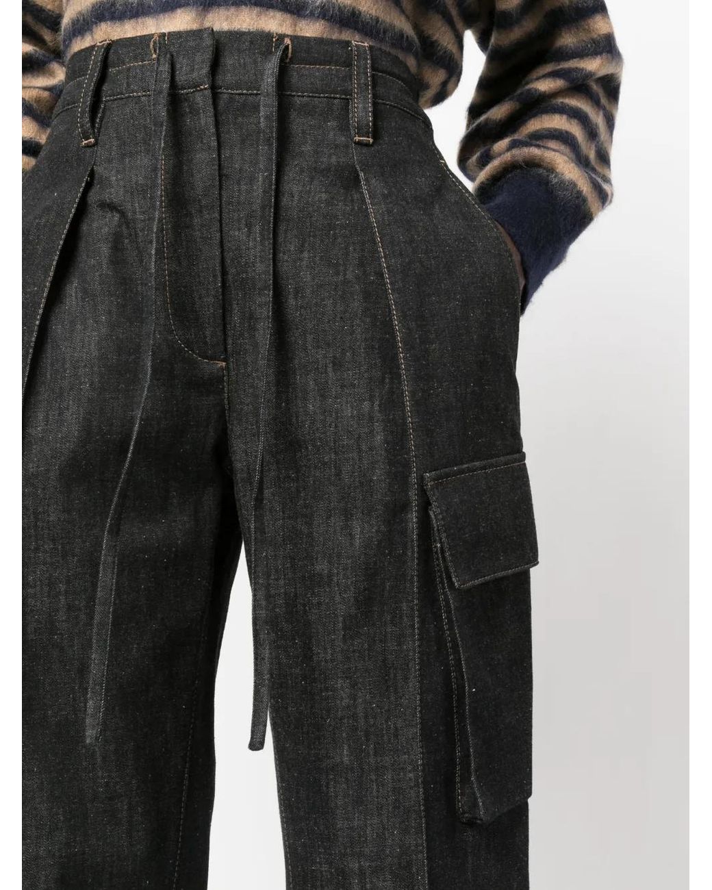 Brunello Cucinelli Black Cropped Denim Trousers