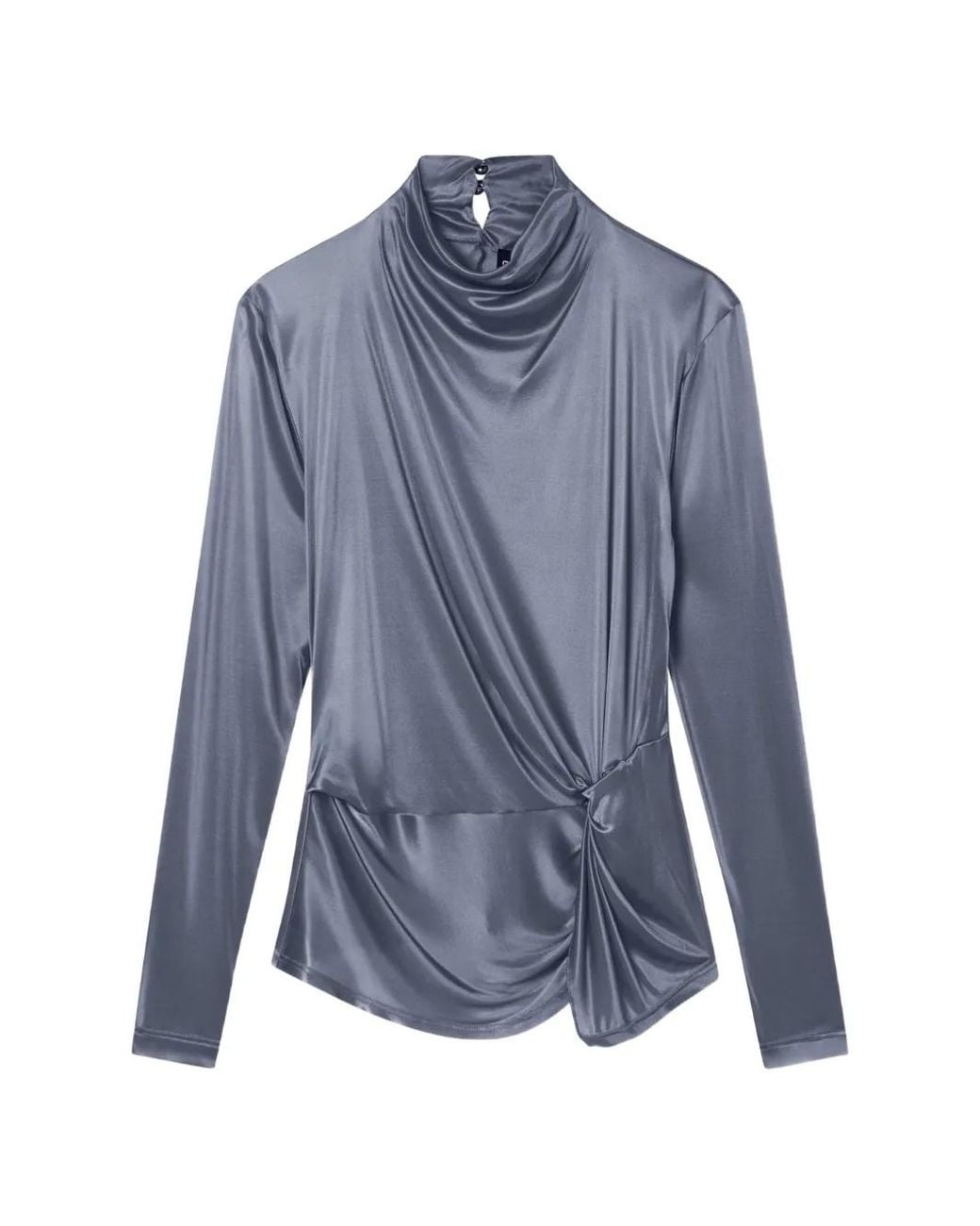 Giorgio Armani Blue Draped Knot-Detail Top