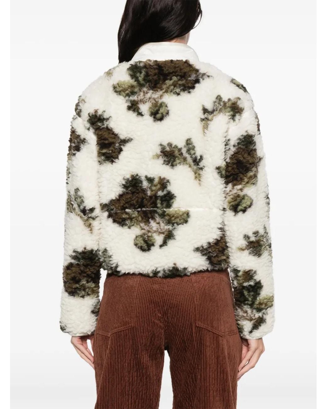 Moncler White Reißverschlussjacke Mit Shearling-Effekt