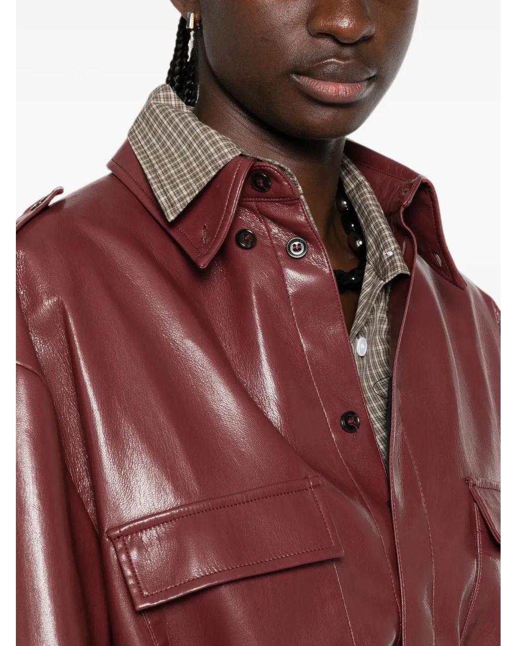 Nanushka Red Belted Button-Down Shirt