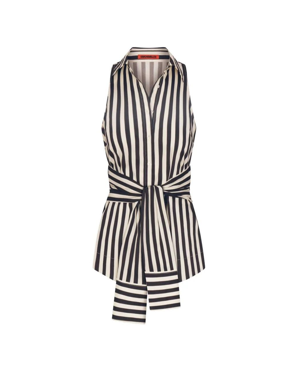 Simon Miller White Inna Striped Sleeveless Shirt