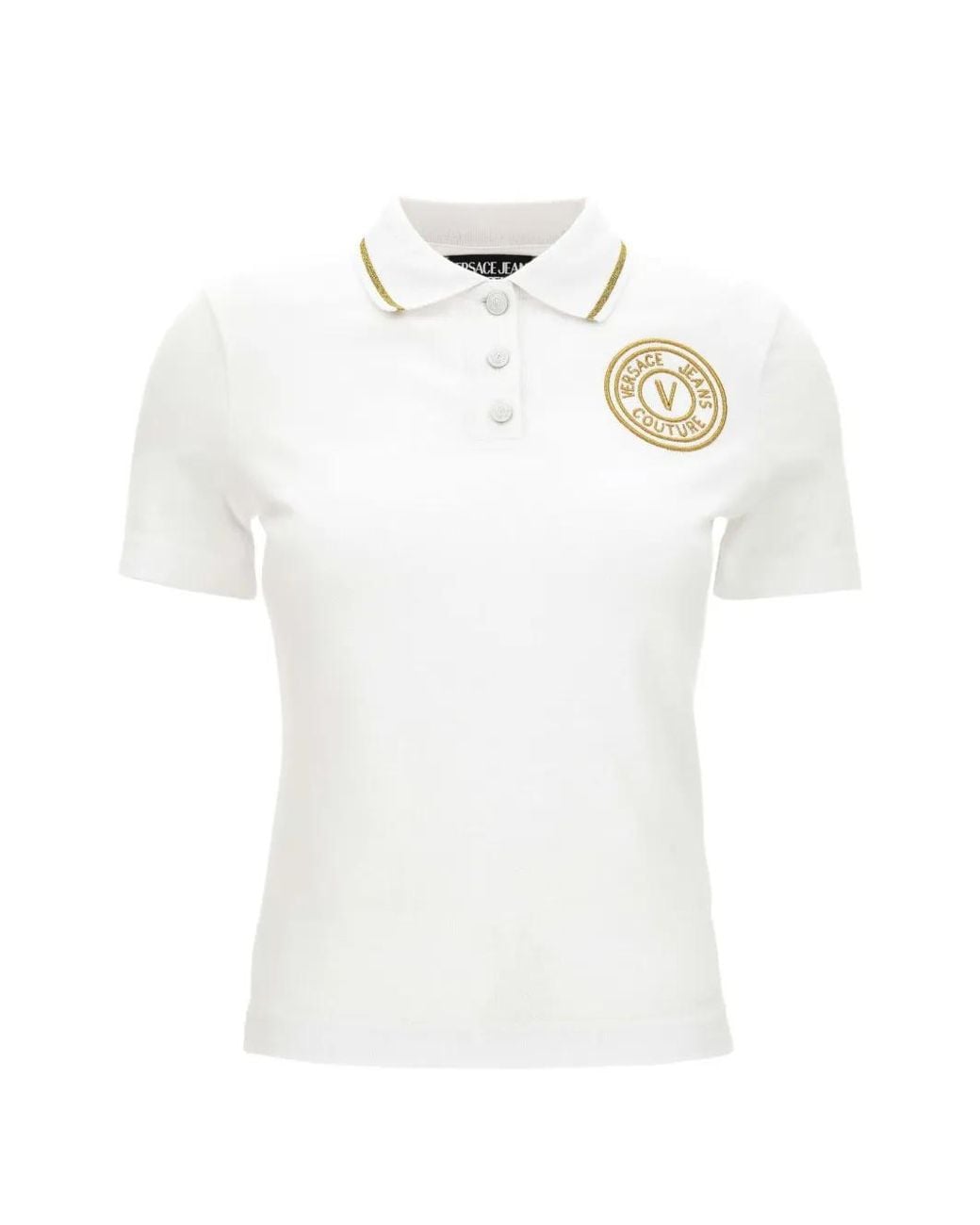 Versace Jeans Couture White V-Emblem Polo Shirt