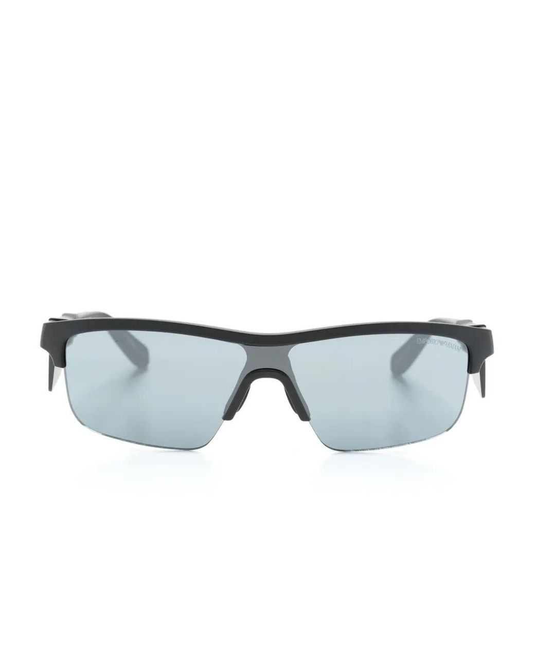 Emporio Armani Blue Shield-Frame Sunglasses for men