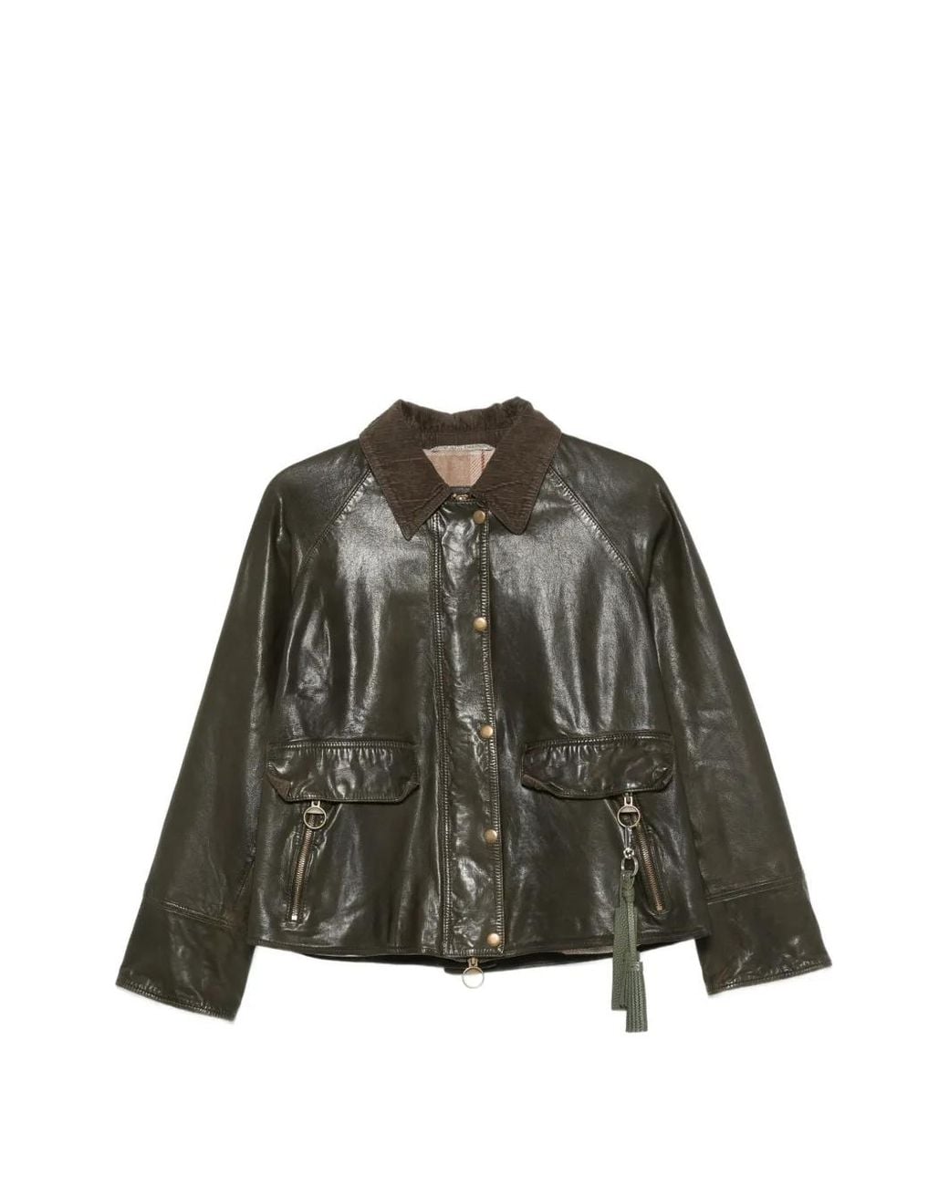 The Jackie Leathers Green Veste En Cuir À Fermeture Zippée