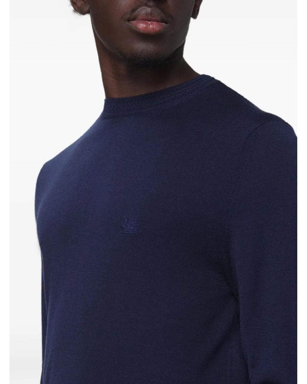 Etro Blue Embroidered-Logo Sweater for men