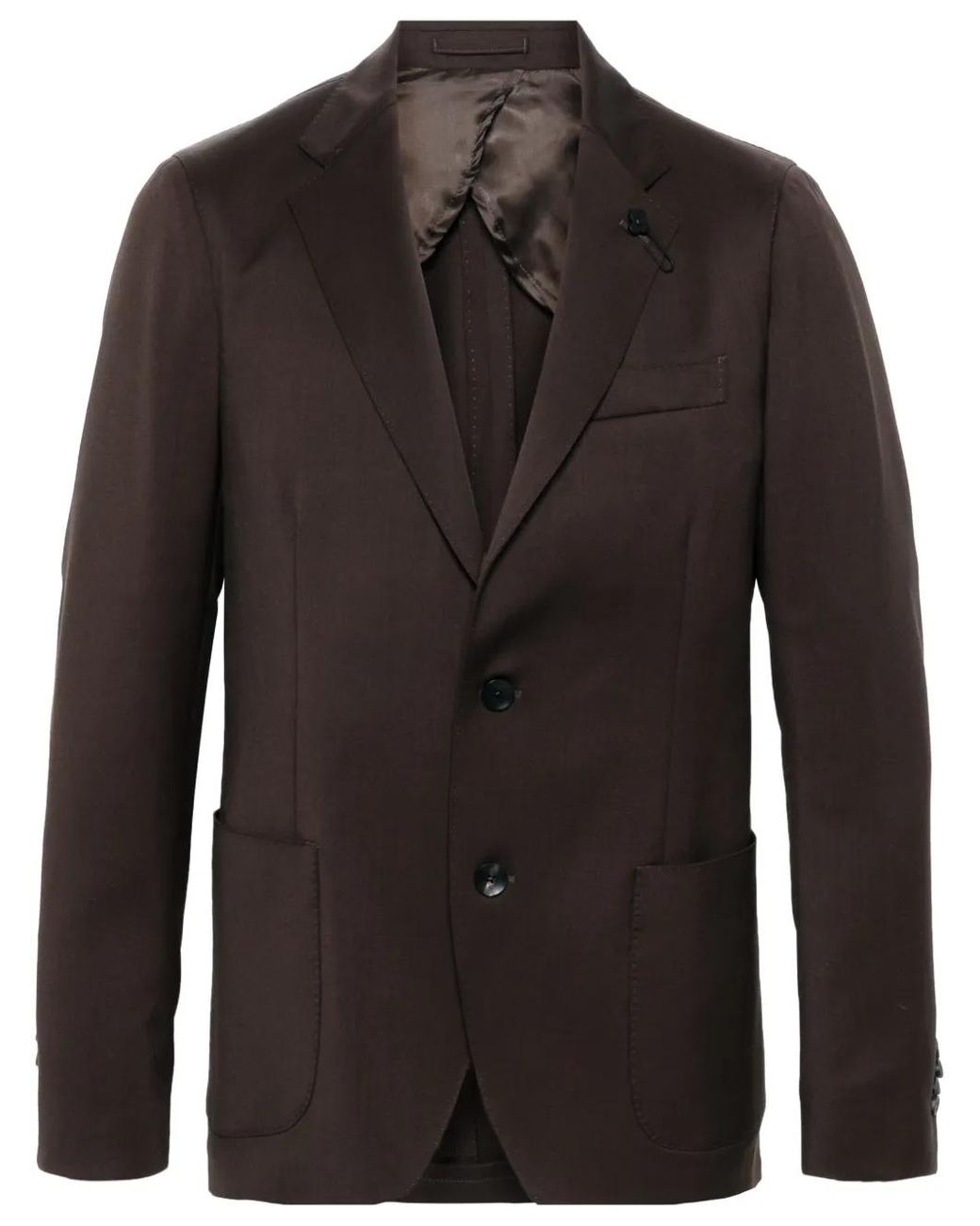 Lardini Black Brooch-Logo Appliqué Blazer for men