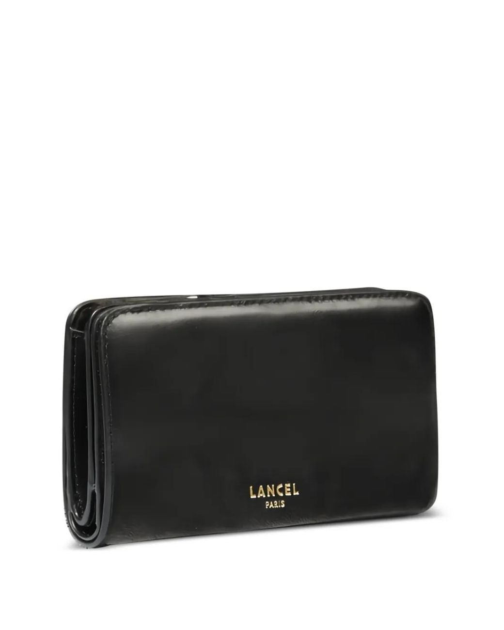 Lancel Black Origami Rectangular Zip Compact Wallet