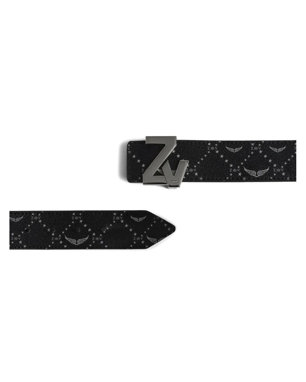 Zadig & Voltaire Black Monogram-Pattern Belt