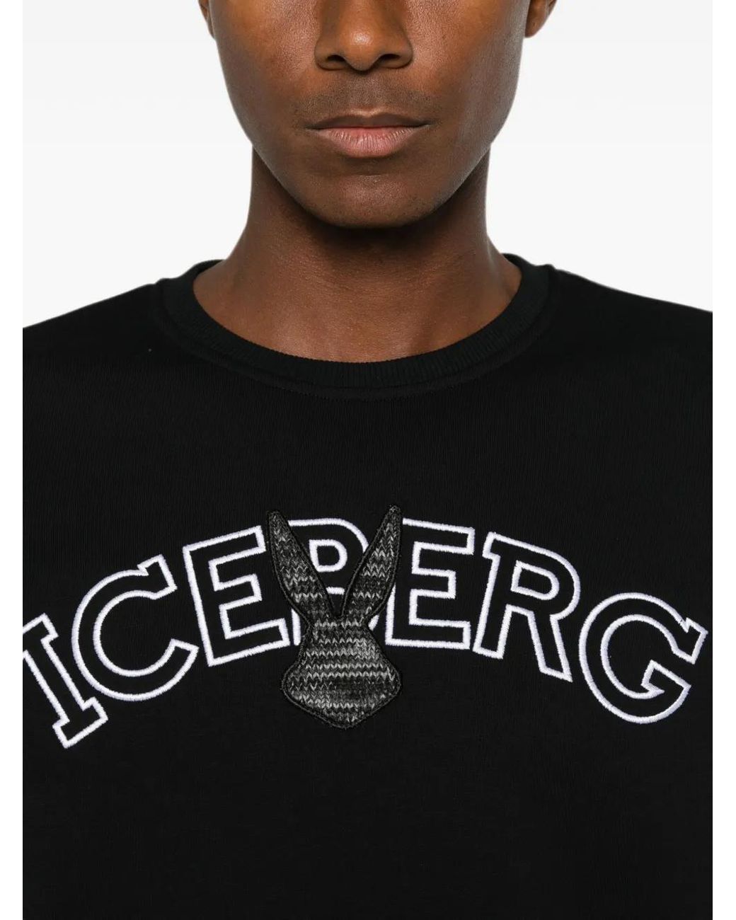 Iceberg Black Logo-Embroidered Sweatshirt for men