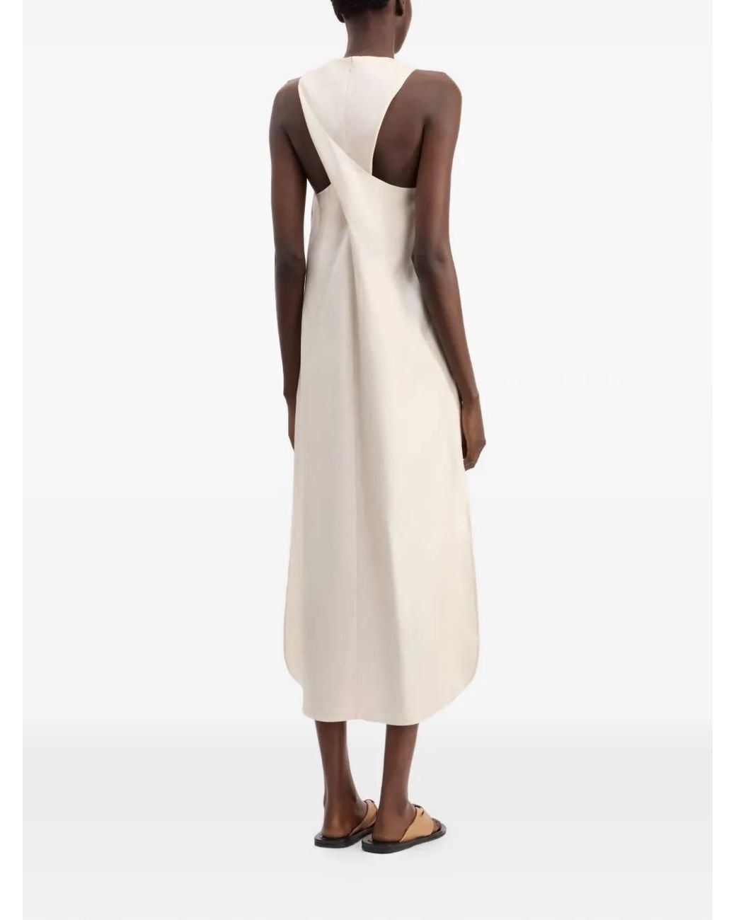 Loulou de Saison White Paloma Twisted Back Midi Dress