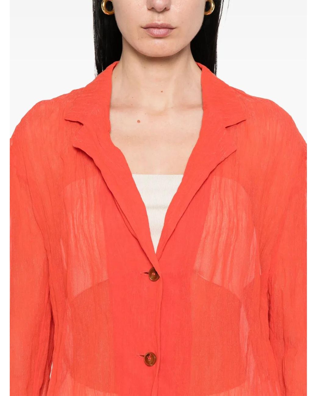 Alysi Red Crinkled-Effect Blazer