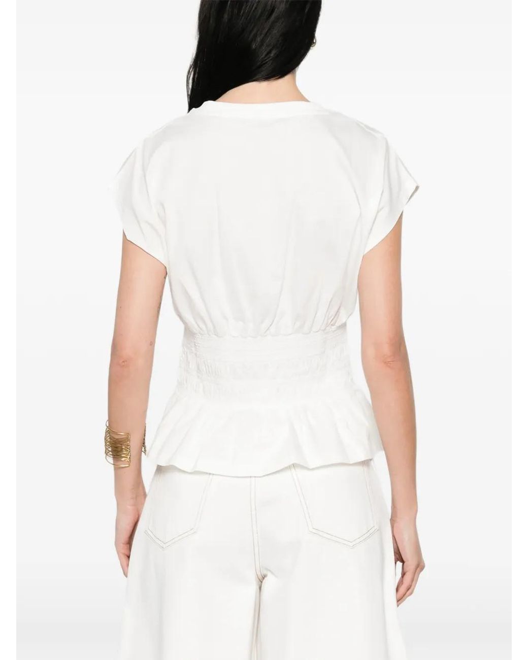Maje White Ruffled T-Shirt