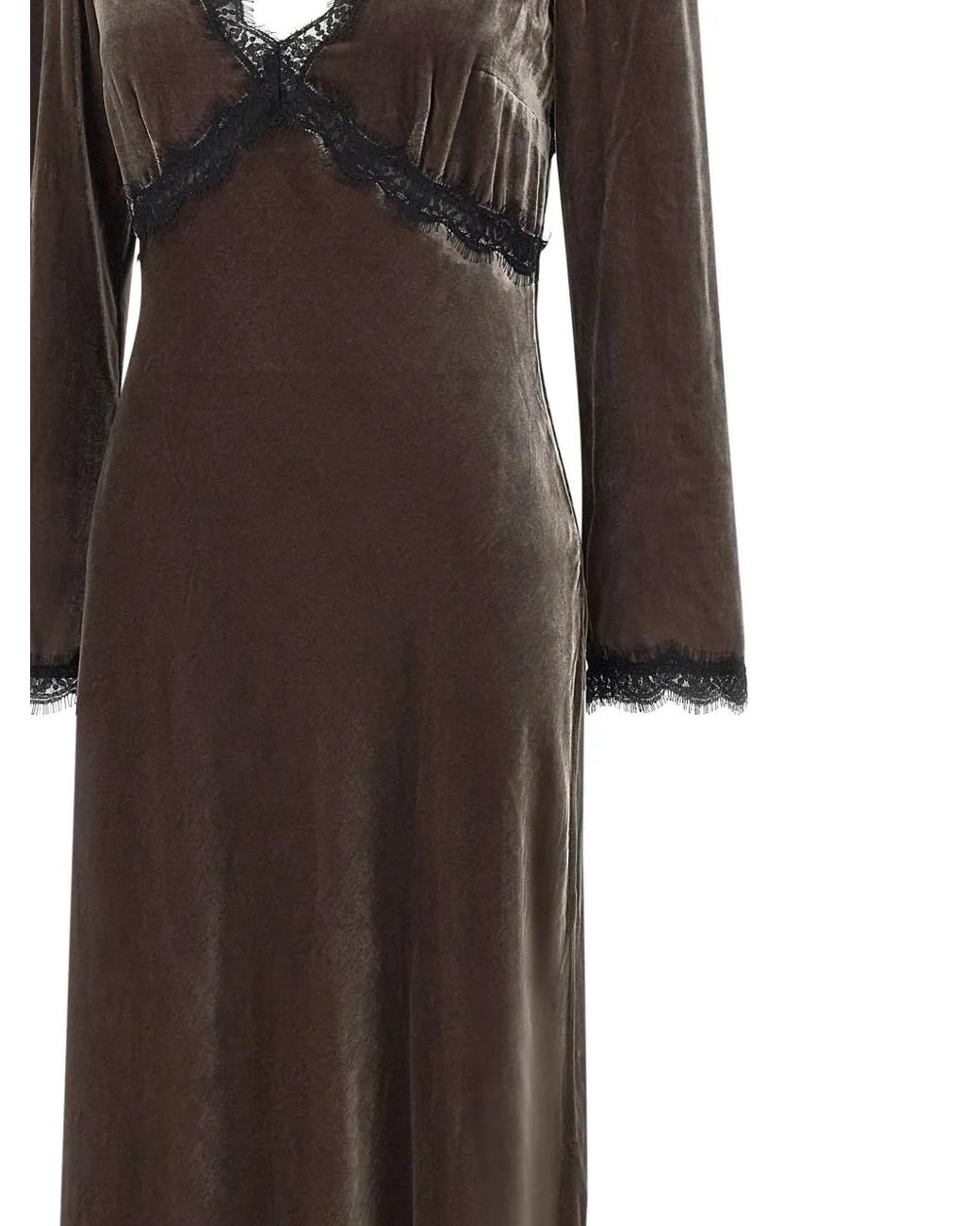 Rixo Brown Alesha Lace-Trim Dress