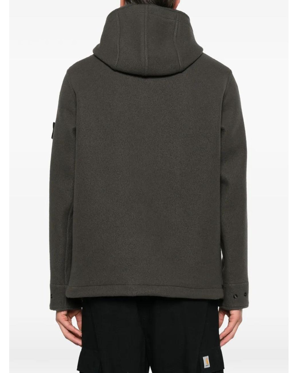Stone Island Black Manteau À Patch Compass Et Brandebourgs for men