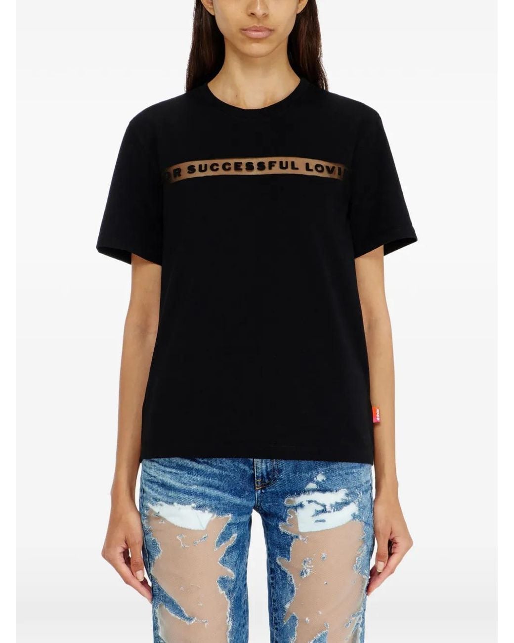 DIESEL Black T-Shirt With For Successful Loving Logo