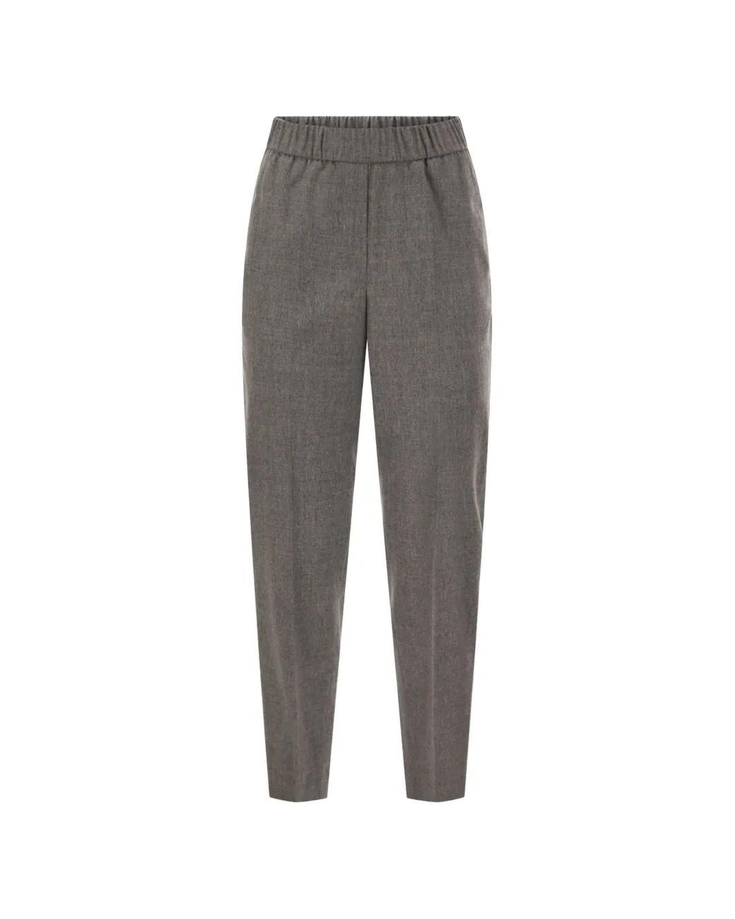 Peserico Gray Elasticated-Waistband Tapered Trousers